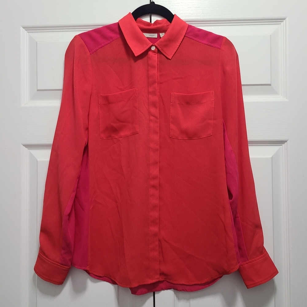 Halogen Hot Pink‎ Red Button Down Shirt XS